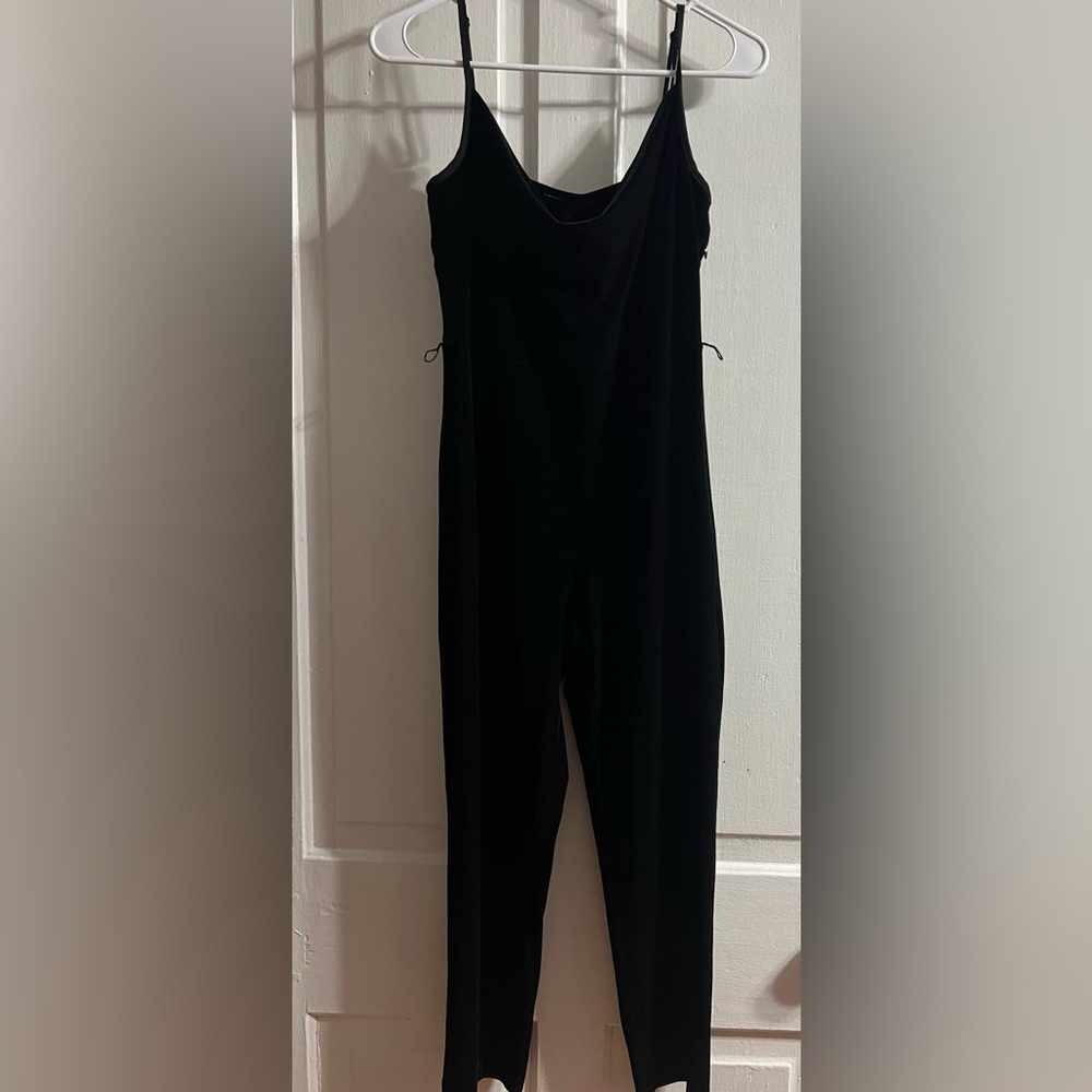Elegant Black Velour Jumpsuit